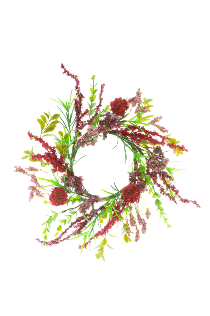 Raspberry Hydrangea Candle Ring - 4.5 in