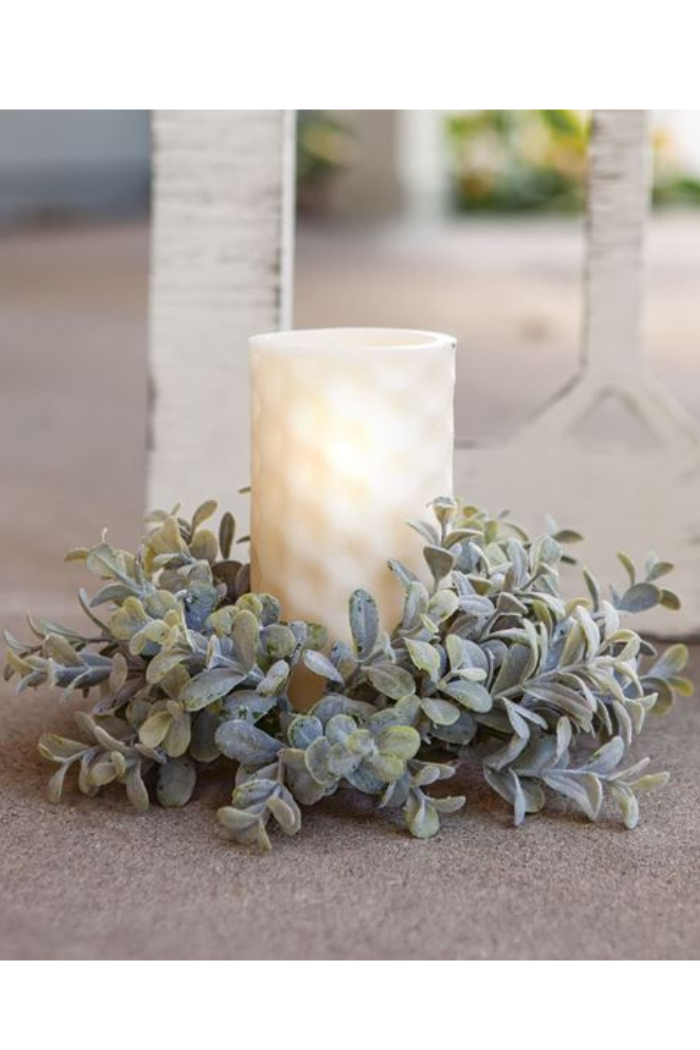 Pebble Eucalyptus Candle Ring 3"