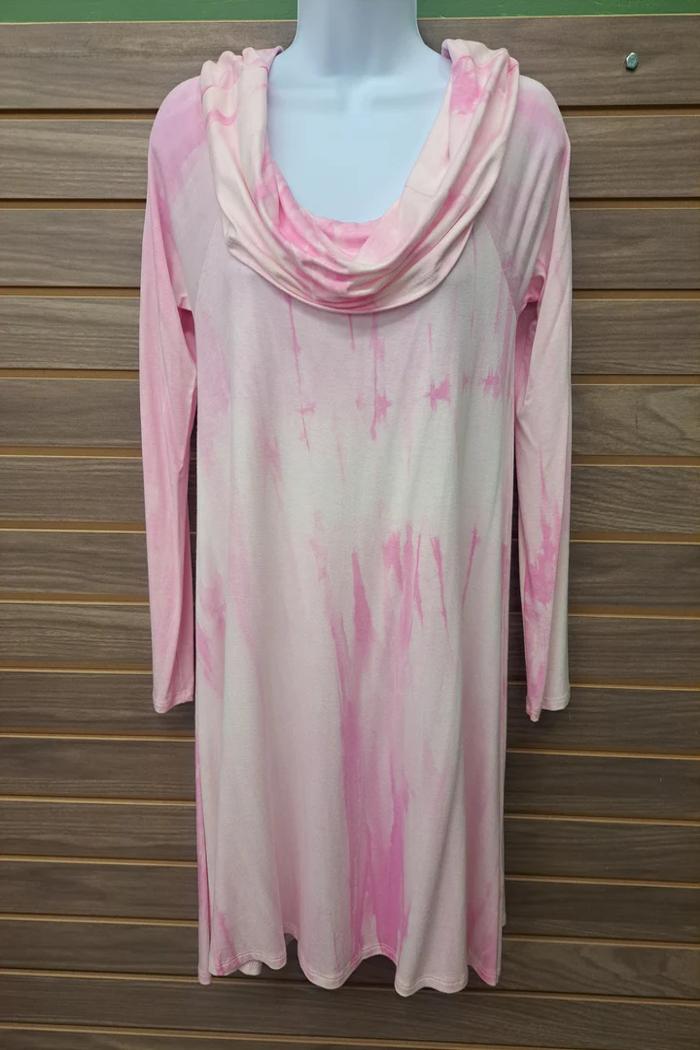 Pink Tie Dye Cowl Tunic