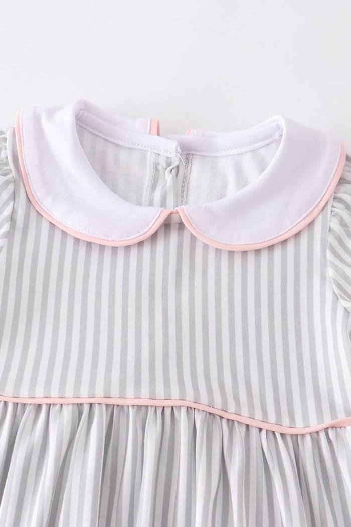 Pink Stripe Puff Sleeve