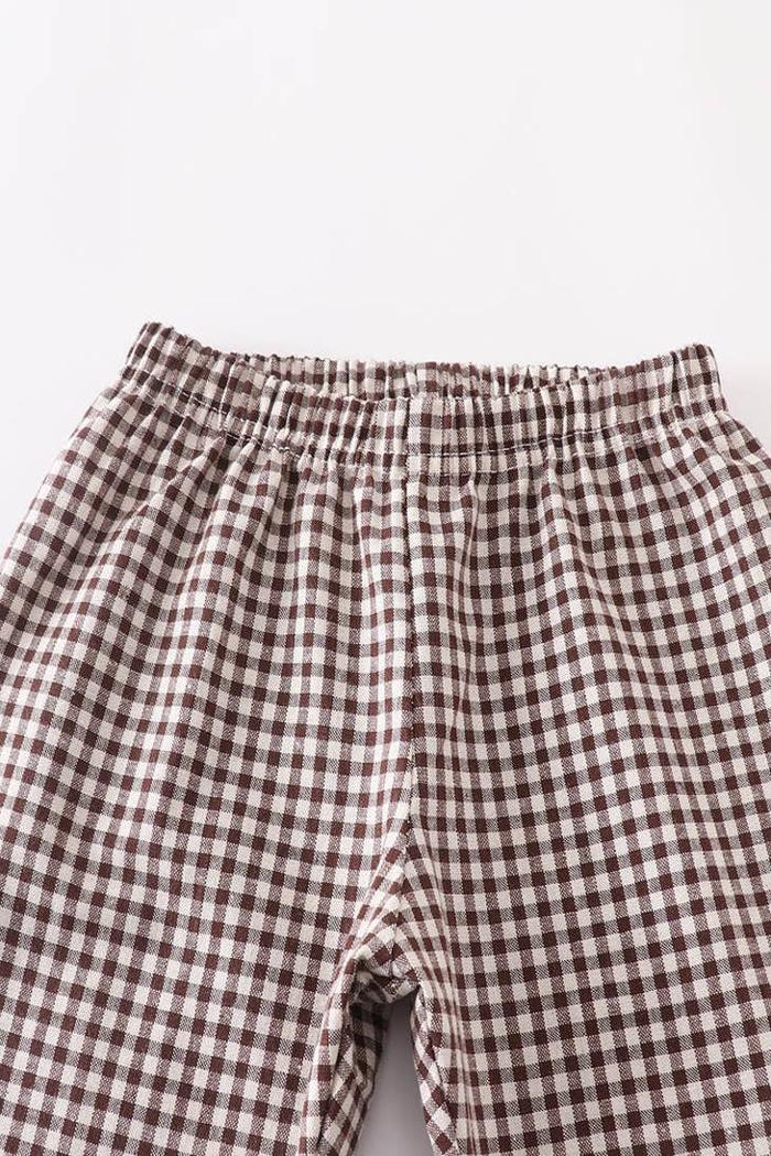 Navy Cow Applique Plaid Pant