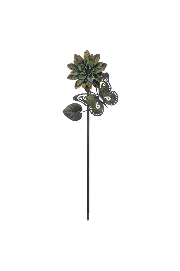 Metal Butterfly on Green Flower Stake