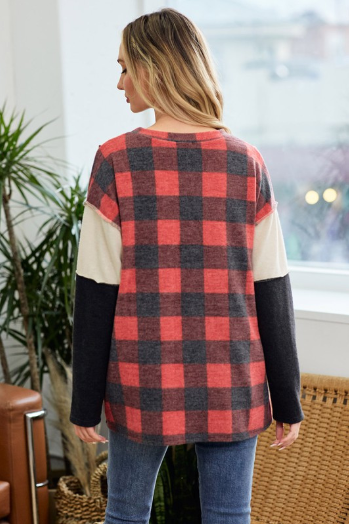 Plaid Vintage Colorblock Pullover