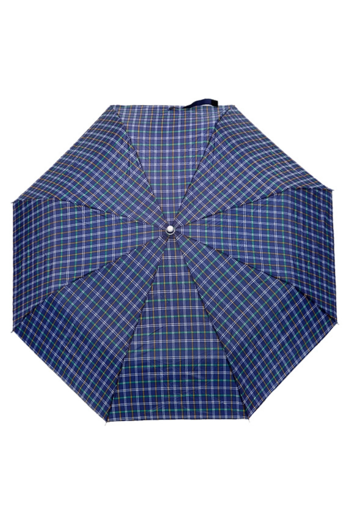 Plaid Auto Open Bi-Fold Compact Umbrella