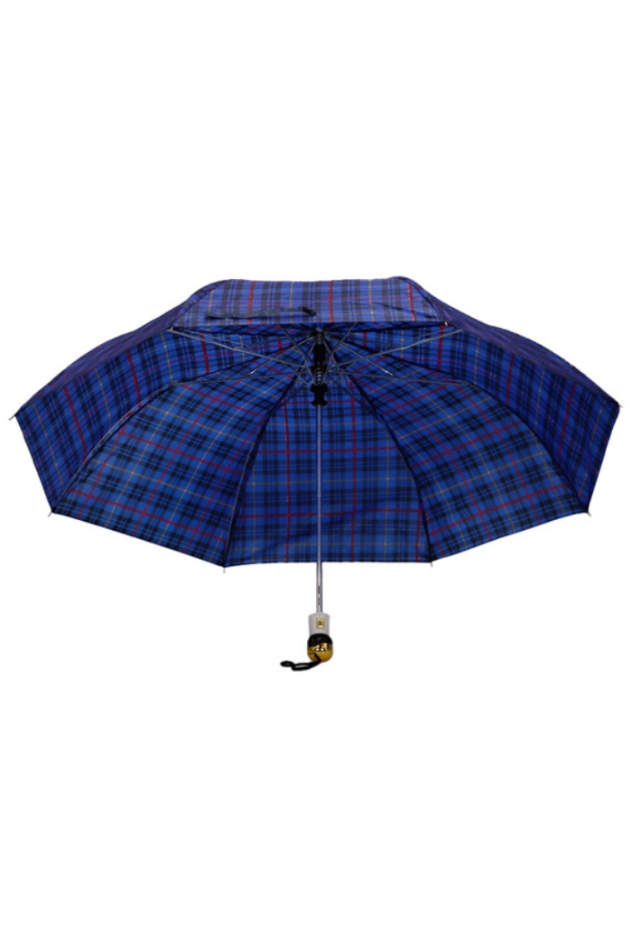Plaid Auto Open Bi-Fold Compact Umbrella