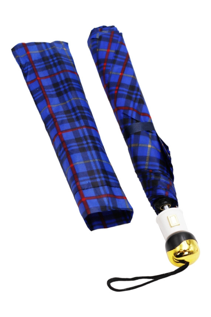 Plaid Auto Open Bi-Fold Compact Umbrella