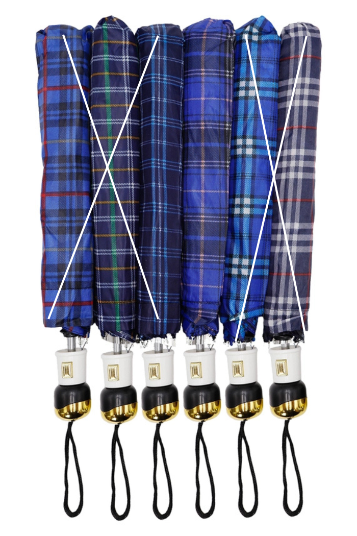 Plaid Auto Open Bi-Fold Compact Umbrella