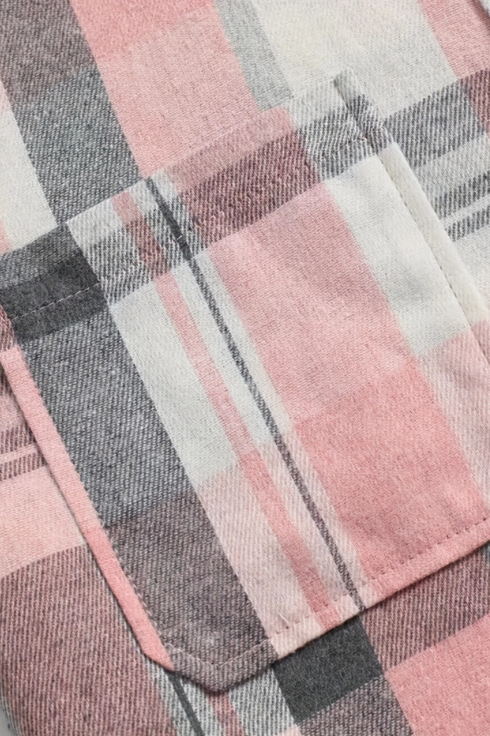 Autumn Pink Plaid Shirt Jacket