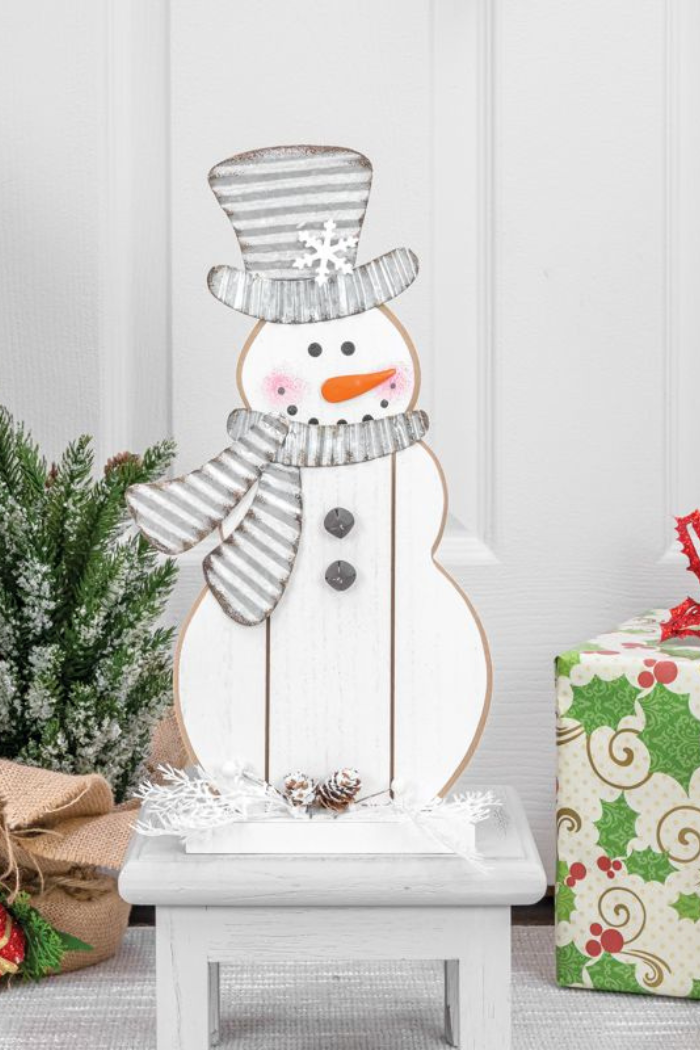Galvanized top hat snowman