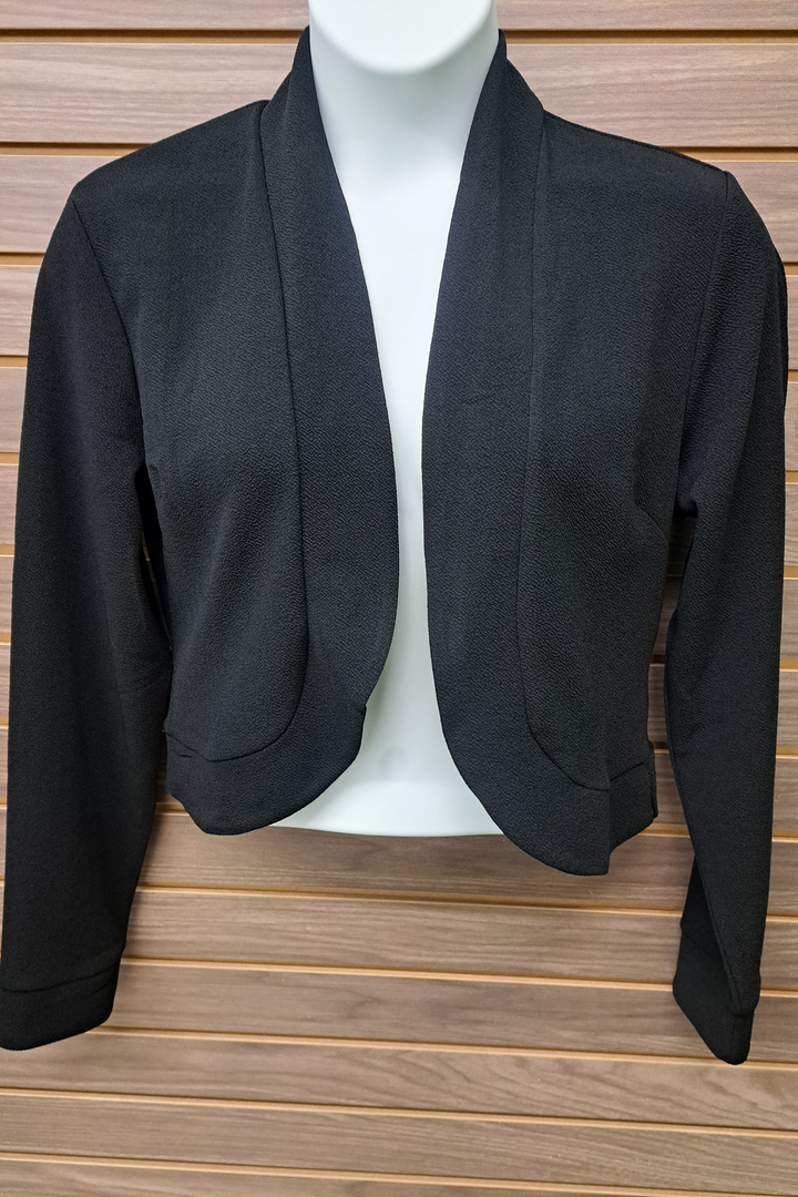 Black Open TextuRed Blazer