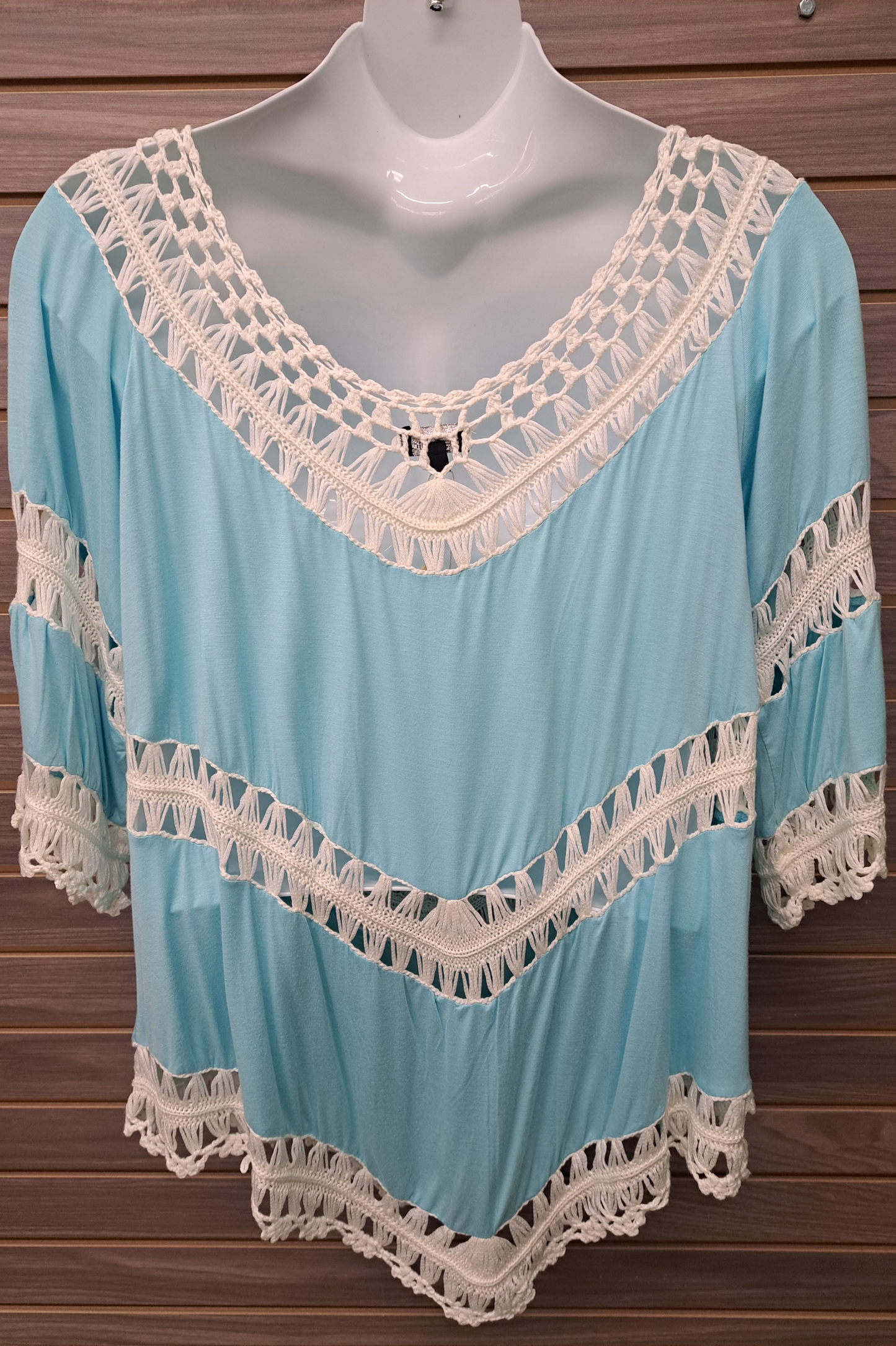 Blue with Crochet Design Plus Top