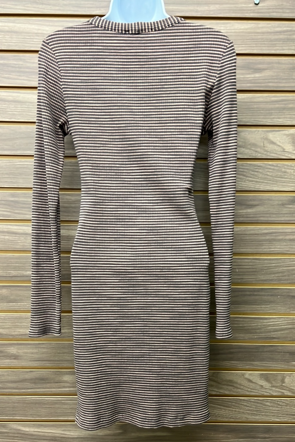 Gray & Pink striped button-down dress