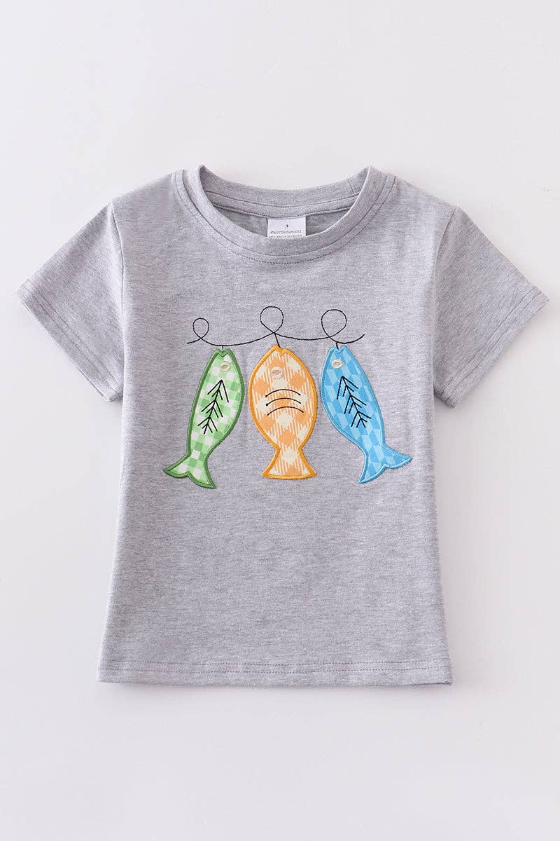 Grey fish applique