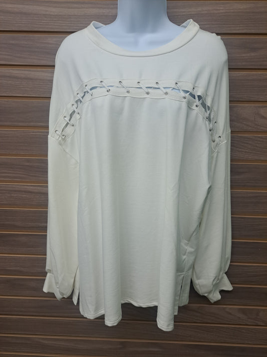 Ivory front laced sweatshirt