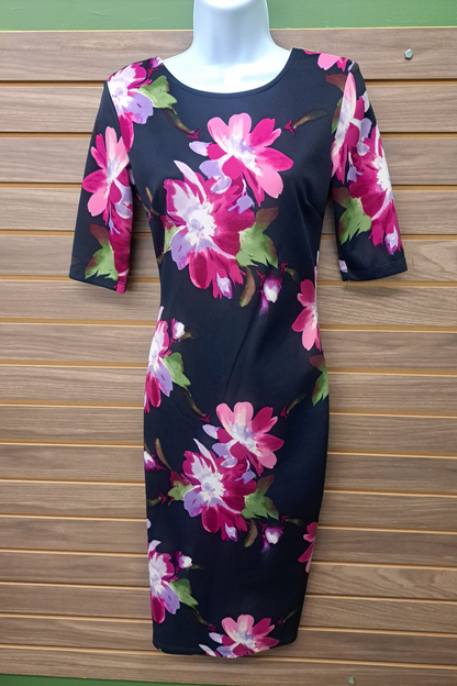 Dress long navy floral