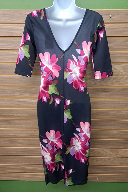 Dress long navy floral