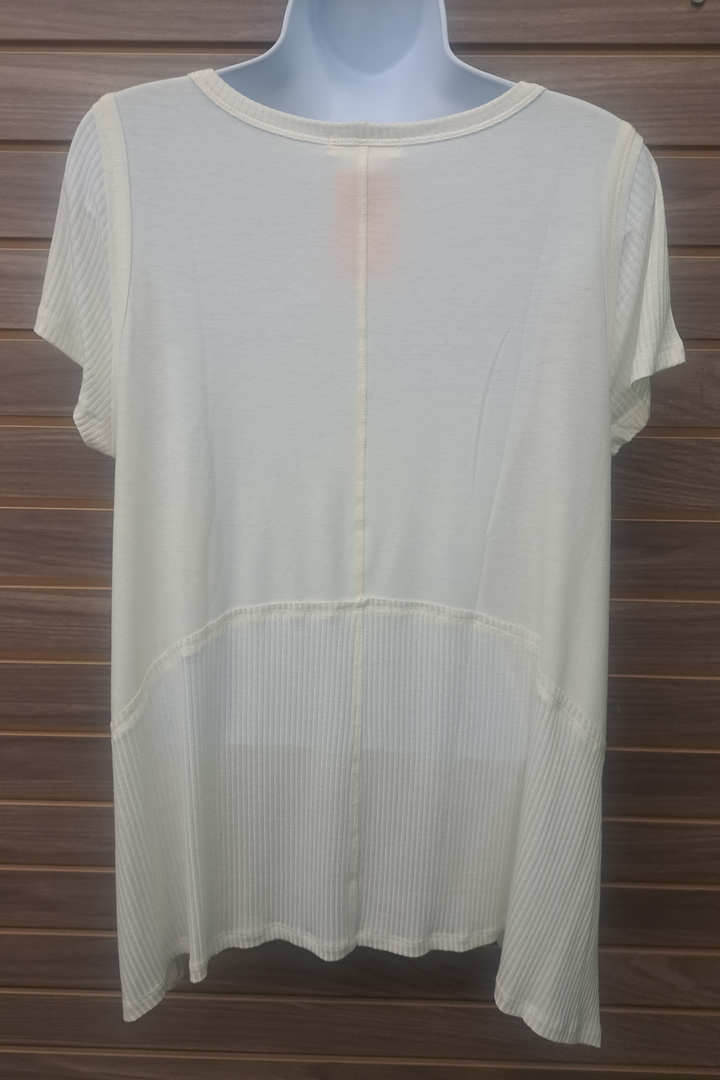 Ivory tee with ribbed inset