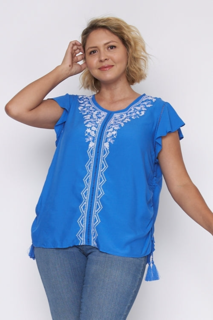Jewel Neck Aztec Floral Print