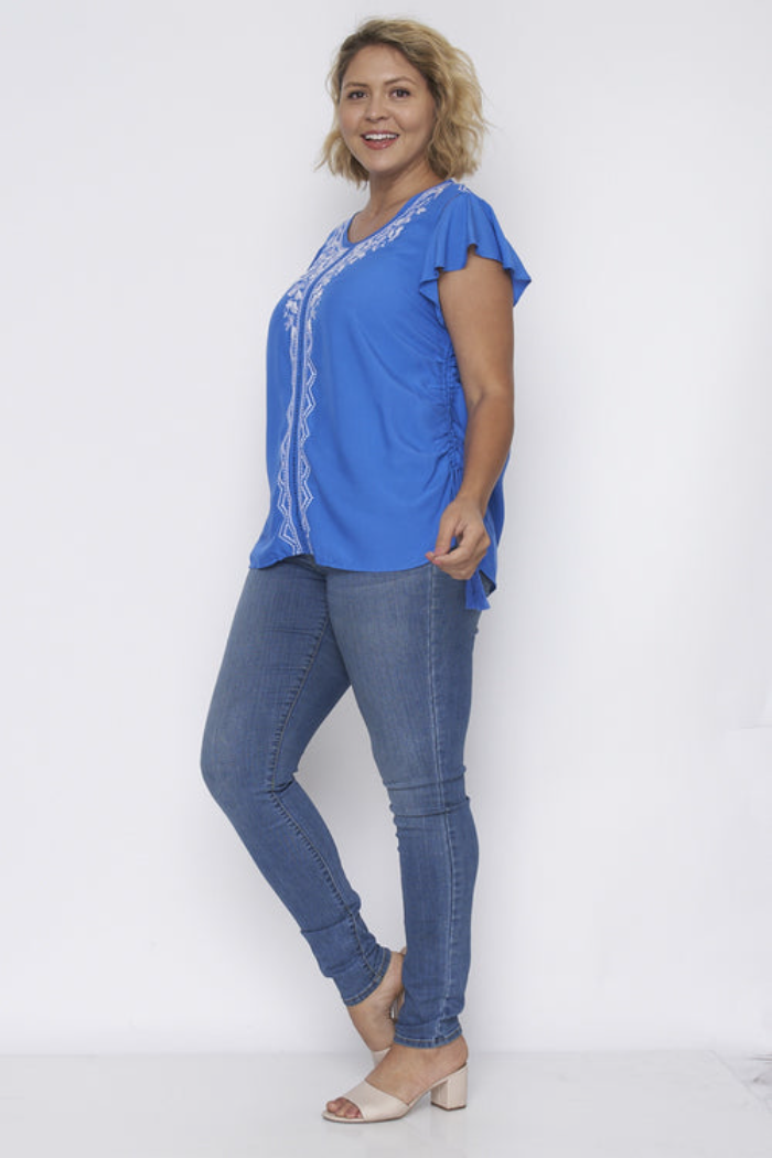 Jewel Neck Aztec Floral Print
