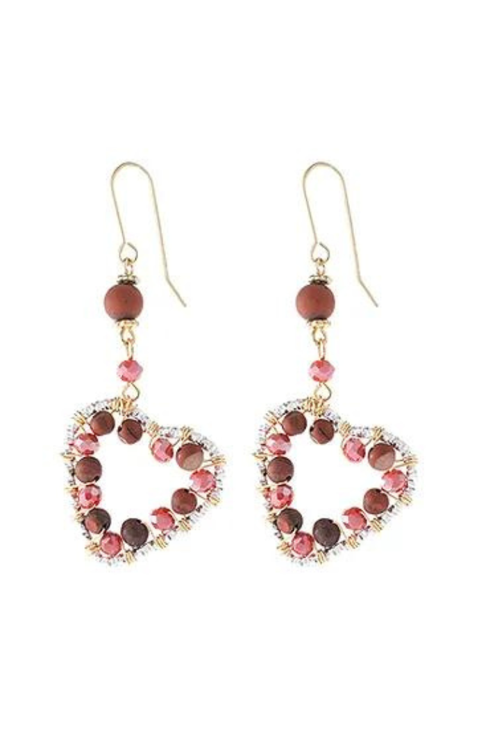 Heart Beaded Drop Earrings