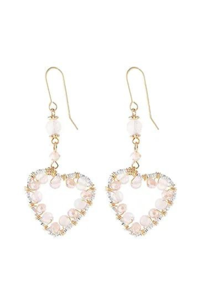 Heart Beaded Drop Earrings