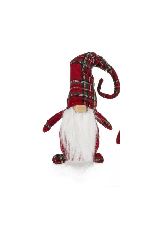 Red and Green Plaid Hats Gnome Figurines