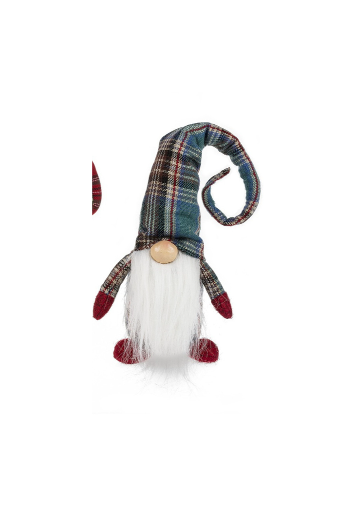 Red and Green Plaid Hats Gnome Figurines