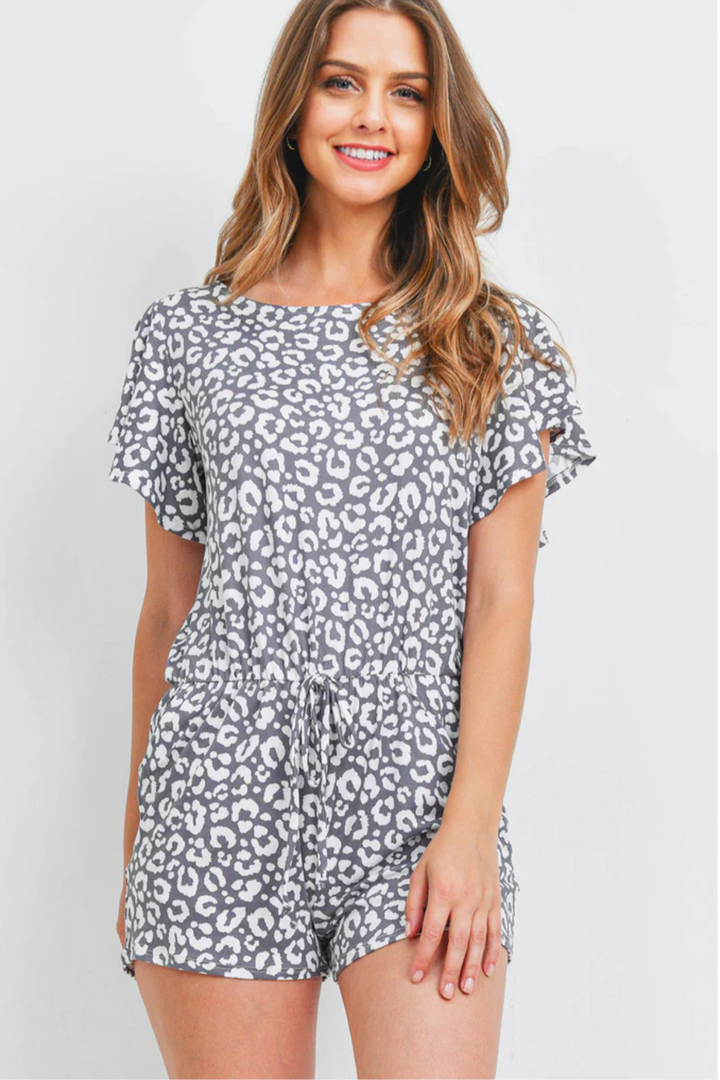 Leopard Butterfly Sleeve Romper