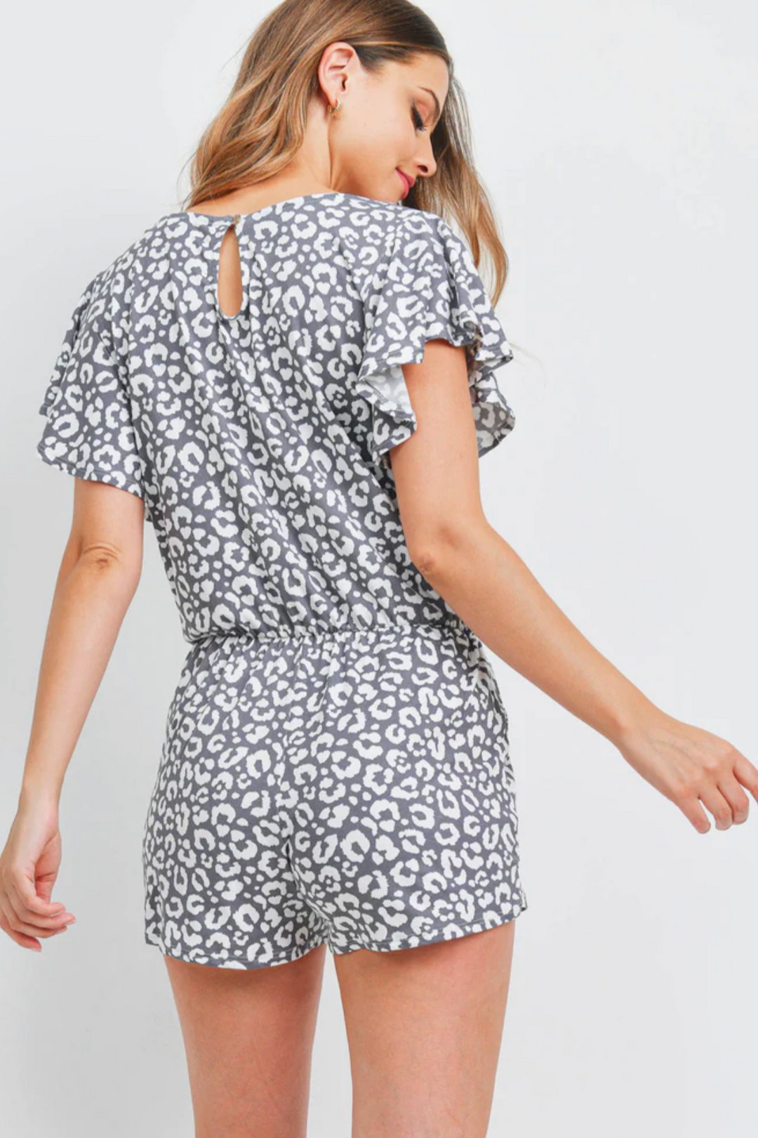 Leopard Butterfly Sleeve Romper