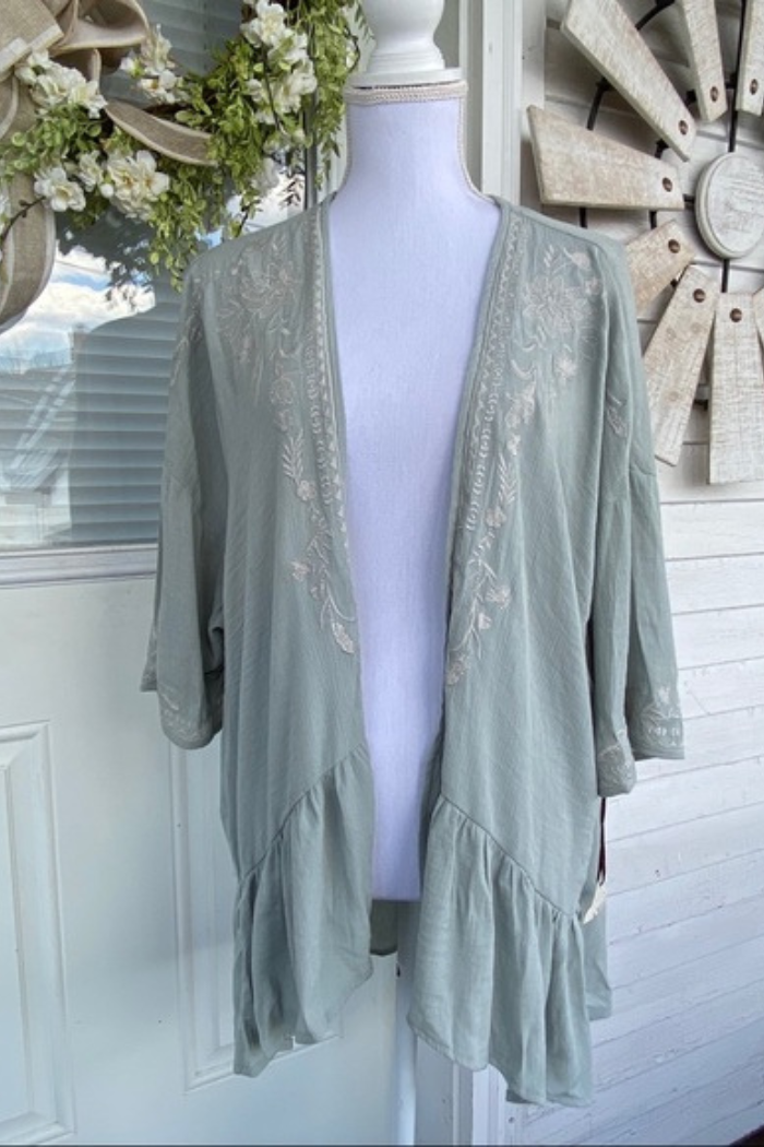 Open Embroidered Cardigan