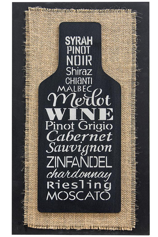 Wine Bottle W/Burlap Box Sign