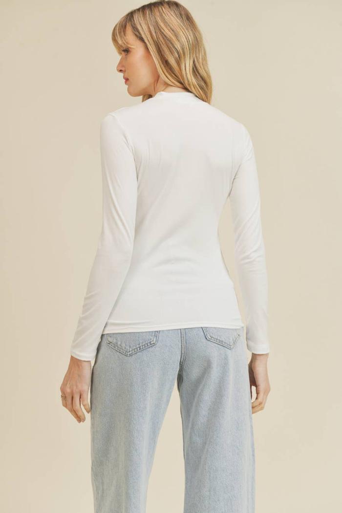White mock neck long sleeve