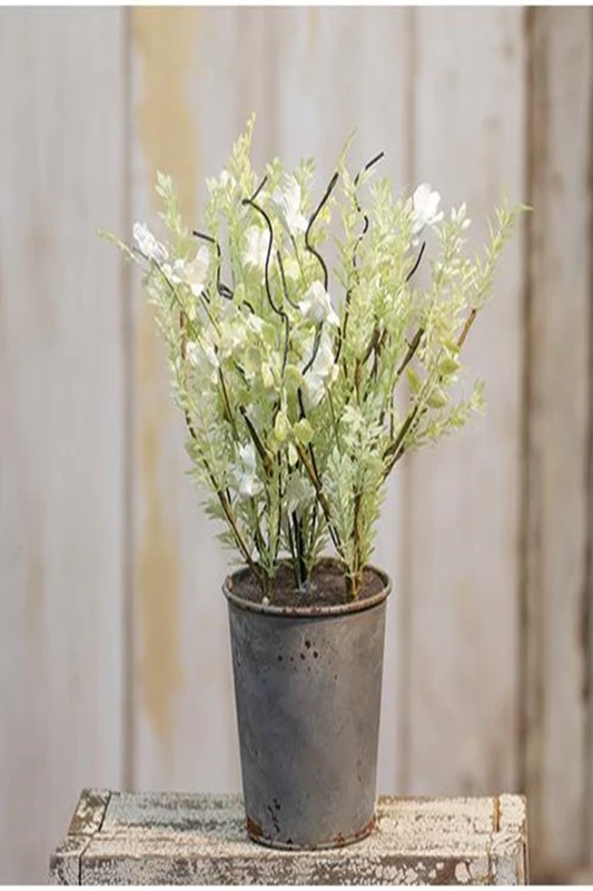 White Lobelia Potted Plant Ornament