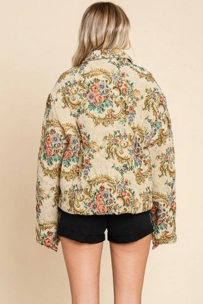 Floral Print Puff Jacket