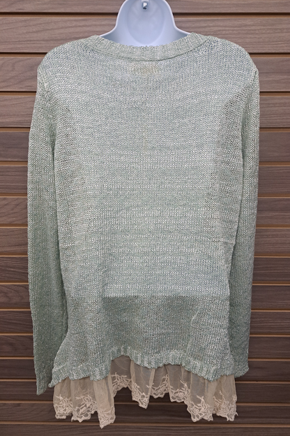 Lace bottom light green sweater