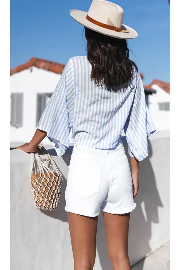 White Distressed Denim Shorts