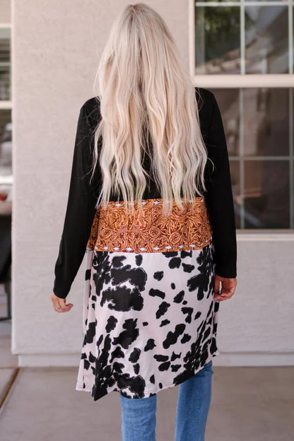 Western Pattern Cow Front Cardigan