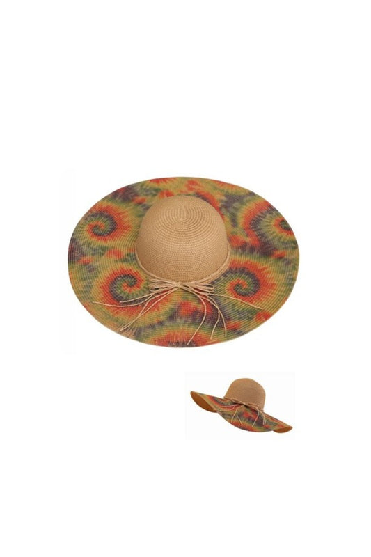 Vintage Sun Hat Tie Dye Straw