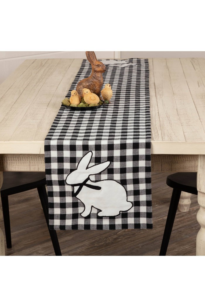 Vintage Check Black Applique Bunny Runner