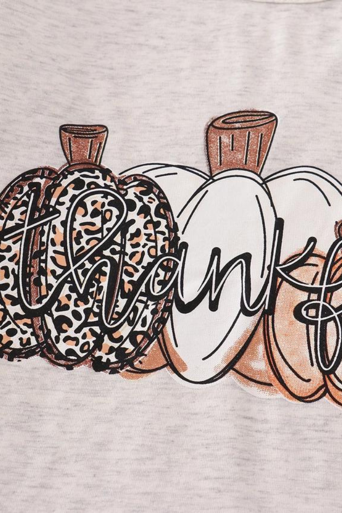Grey Thankful Pumpkin Top Mommy & Me "Girls"
