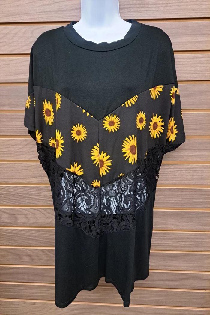 Sunflower & Lace Insert Top