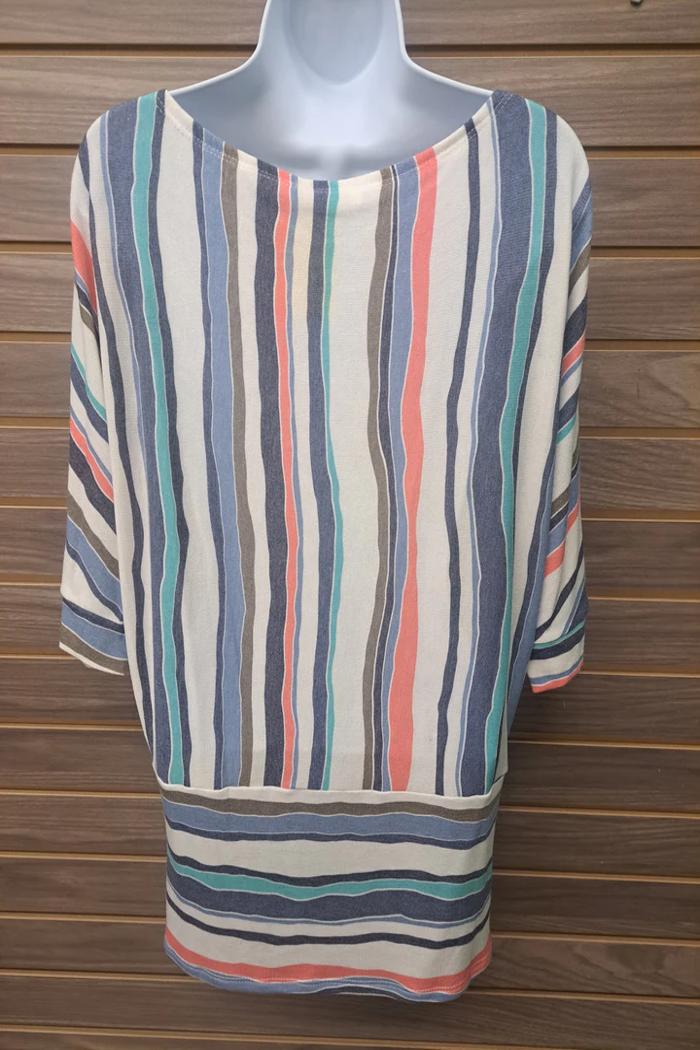 Striped Wing Sleev Tunic