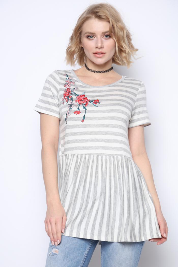 Striped Tunic With Flower