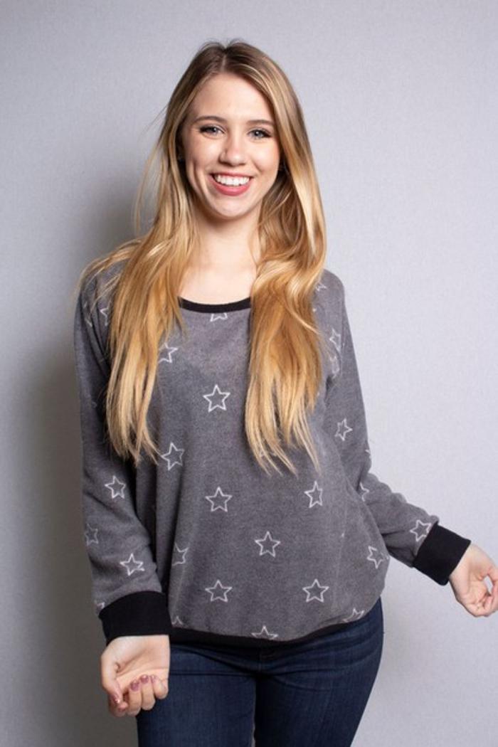 Star Print Raglan Top