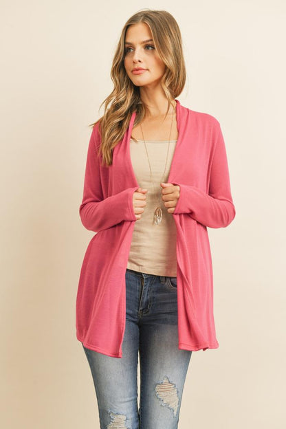 Solid Cardigan Open Front