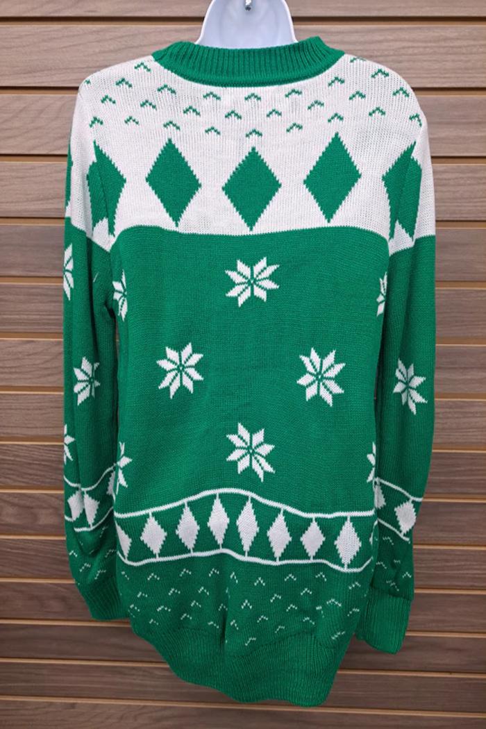 Snowflakes/Diamonds Green Sweater