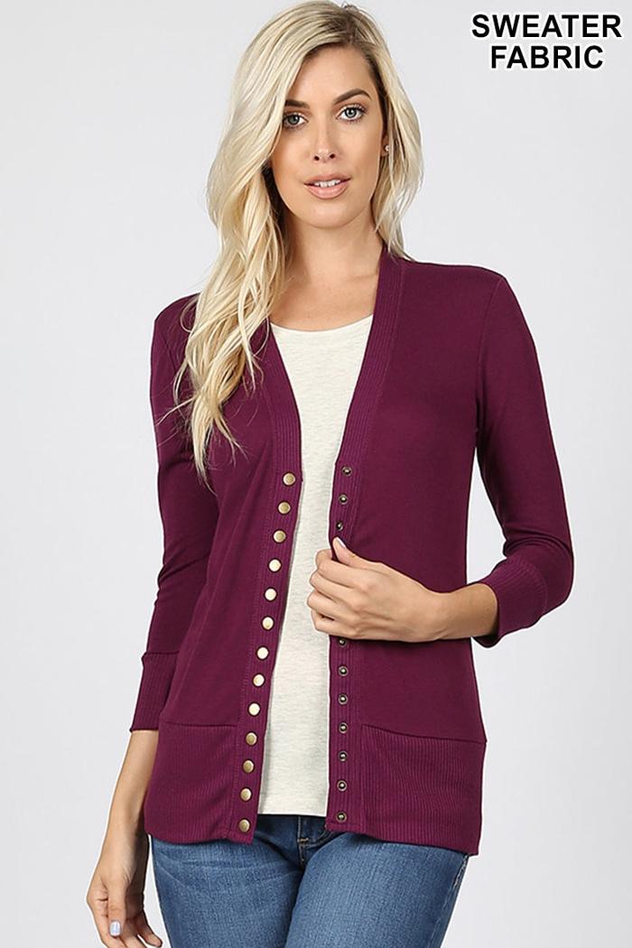 Snap button sweater cardigan