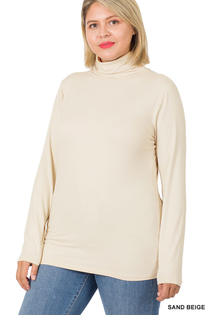Plus Premium Microfiber Mock Neck Top