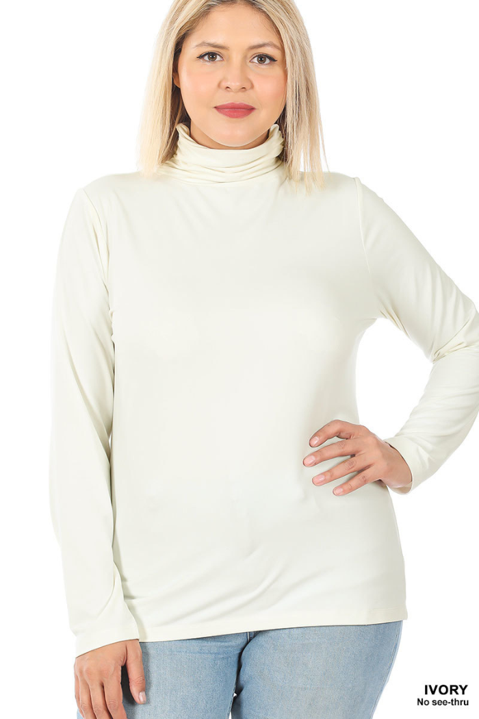 Plus Premium Microfiber Mock Neck Top