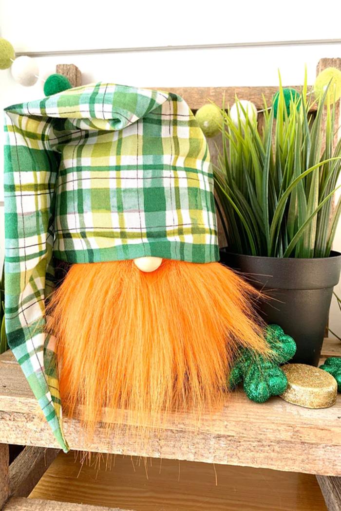 Slouchy St. Patrick's Plaid Gnome